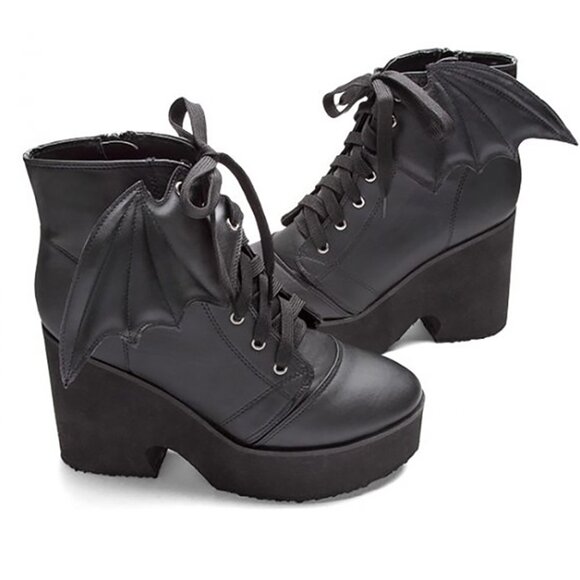 Iron Fist Bat Wing Platform Ankle Boot US 9 EU 40 NIB Halloween Goth - Picture 5 of 15